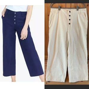 J Crew wide leg button fly white cream pants 14